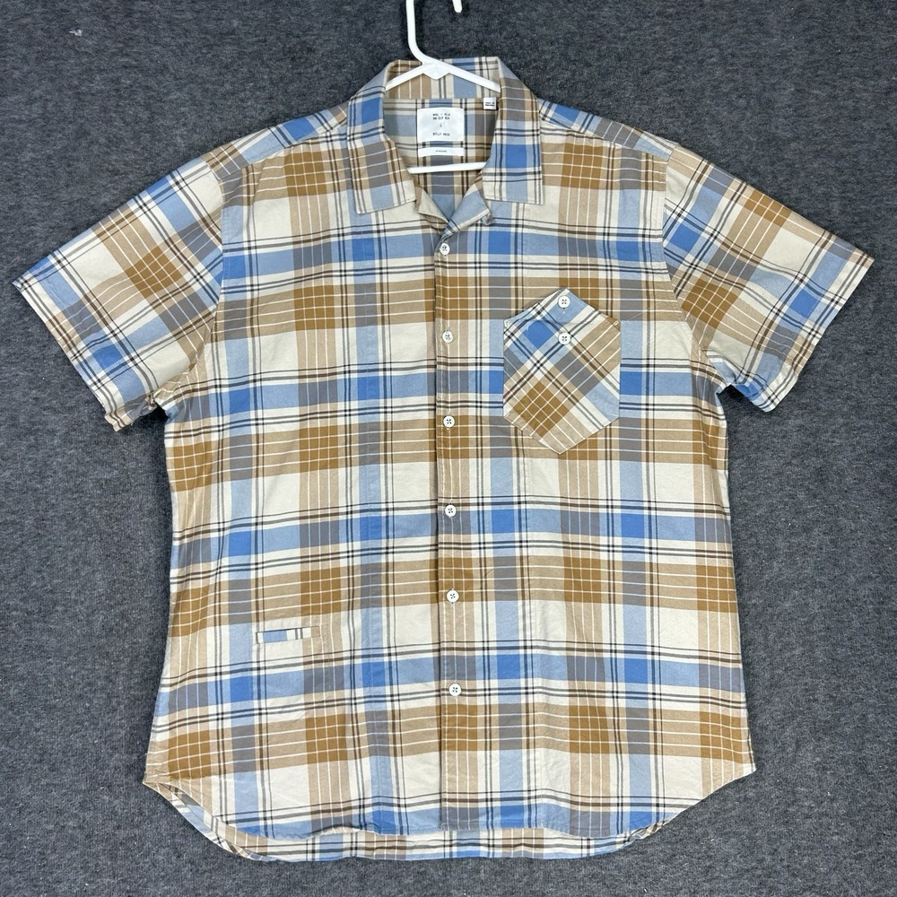 Billy Reid Shirt Mens L Plaid Loop Collar Camp Oxford Muscle Shoals MSL ALA - Picture 3 of 16